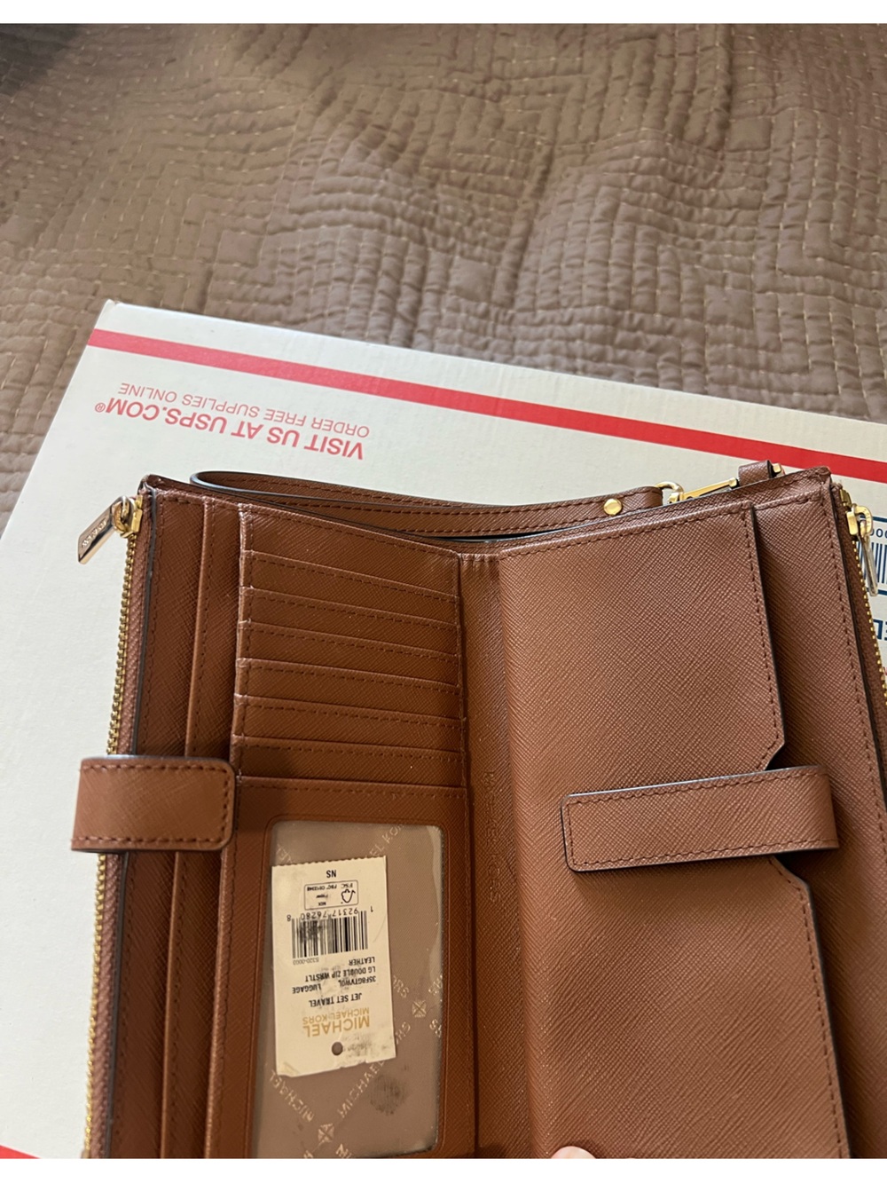 Michael Kors Jet Set Travel Brown Large Double Zip Wristlet Wallet Leather - Picture 6 of 14